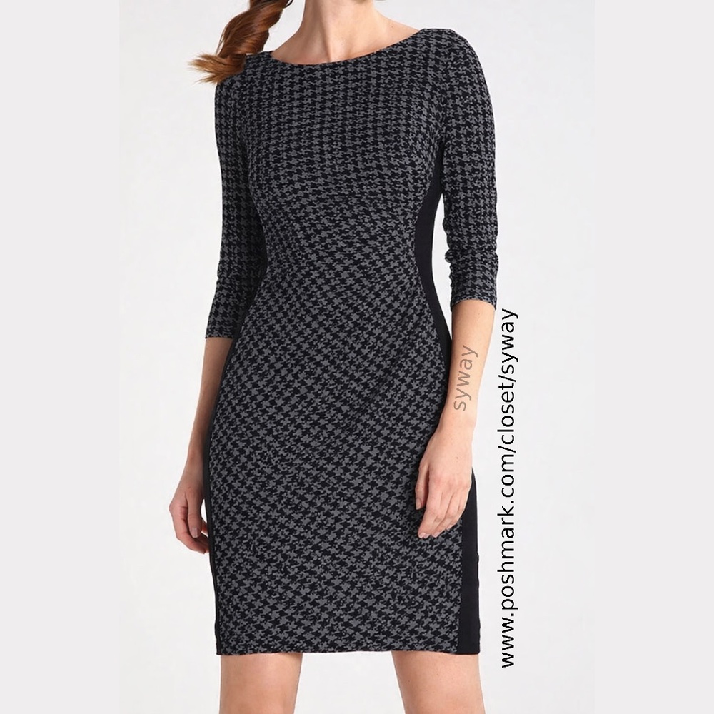 Lauren Ralph Lauren Houndstooth Stretch Jersey Sheath Career Dress